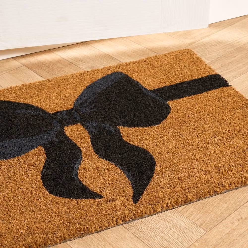 OHS Bow Print Non-Slip Coir Doormat in Black and Brown, W/D: 60 x 40 cm – 2