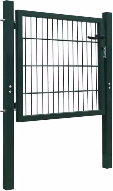 Berkfield Home Single 2D Steel Swing Fence Gate, Green, W: 106 cm, H: 130 cm – 1