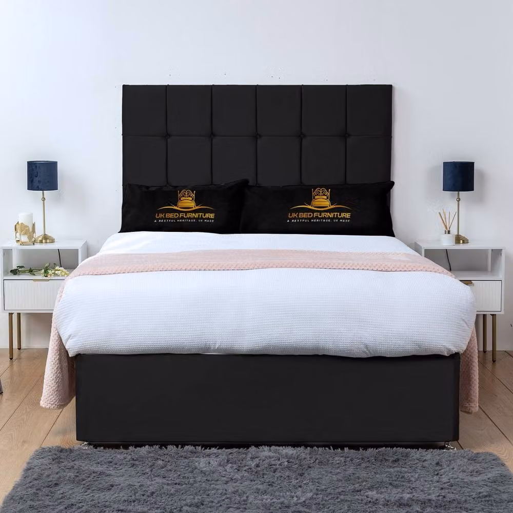 UK Bed Furniture Florence Divan Bed with 4 Drawers and 26 Inch Headboard in Black, Super King, W/D/H: 200 x 200 cm – 2
