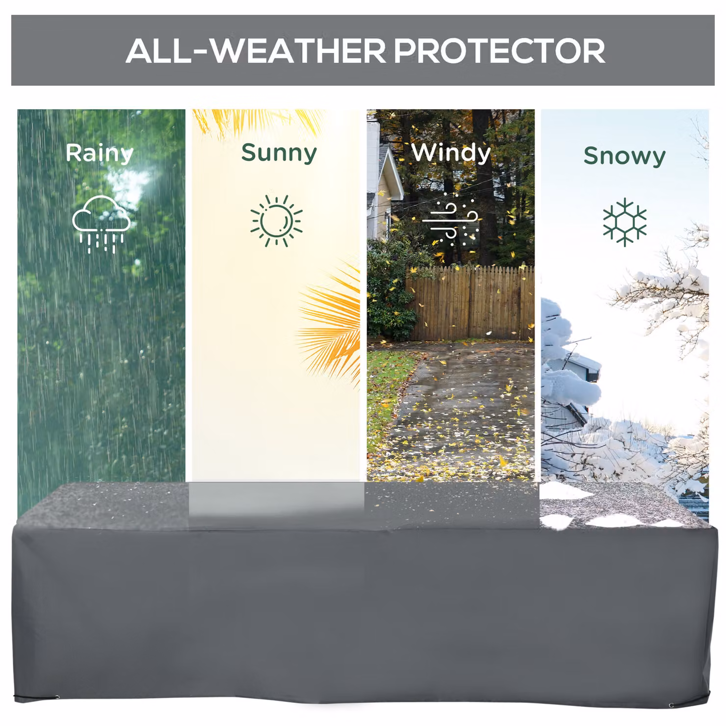 Outsunny Grey Water-Resistant Oxford Rattan Furniture Shield for Lounge Sets, W/D/H: 200 x 73 x 35 cm – 3