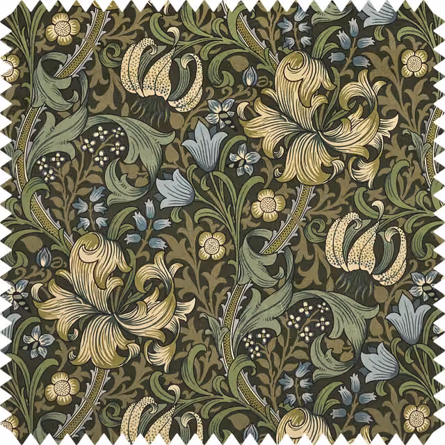 House of Hackney Golden Lily Velvet Fabric in Green