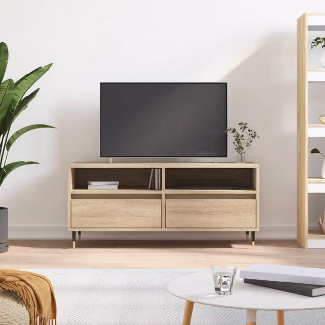 Berkfield Home TV Cabinet in Sonoma Oak Brown, W/D/H: 100 x 34.5 x 44.5 cm