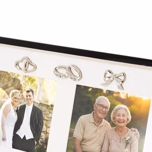 Happy Homewares Modern Rectangular Wedding and Anniversary Picture Frame in Silver, Black and Gold, 4 x 4 in – 2
