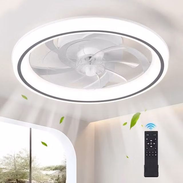 Harper Living Modern LED Ceiling Fan with Remote Control, Dimmable 3-Colour Light and 6 Speeds, White – 1