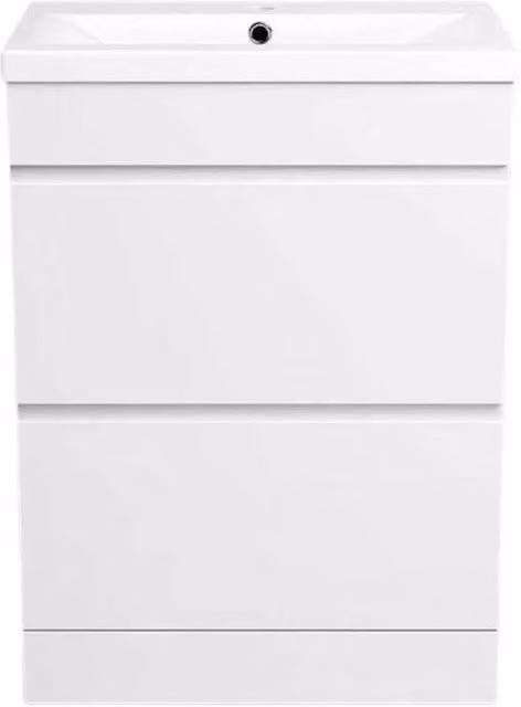 SPETLEK Modern Glossy White Bathroom Vanity Unit with Sink Basin Storage – 1