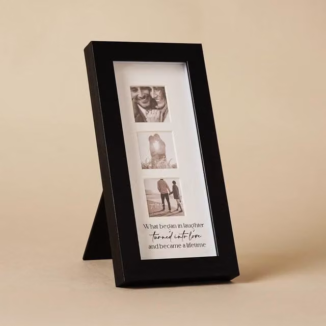 Juliana Amore Black Narrow Triple Wood Picture Frame for Wedding or Anniversary Gifts