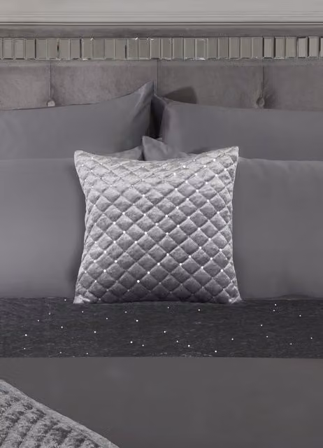 NewEdgeBlinds Glamour Square Velvet Cushion Cover in Grey