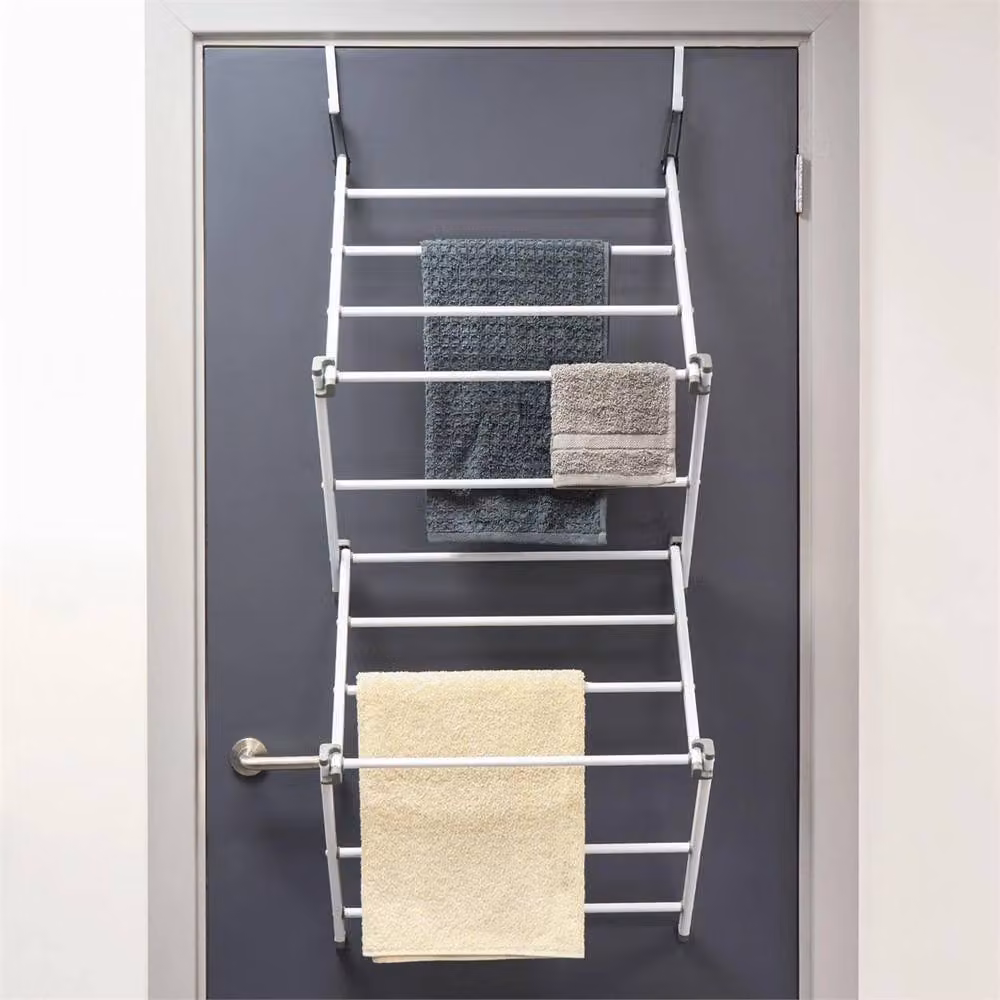 Nordara White Compact Over Door Clothes Airer and Foldable Towel Drying Rack Hanger – 2