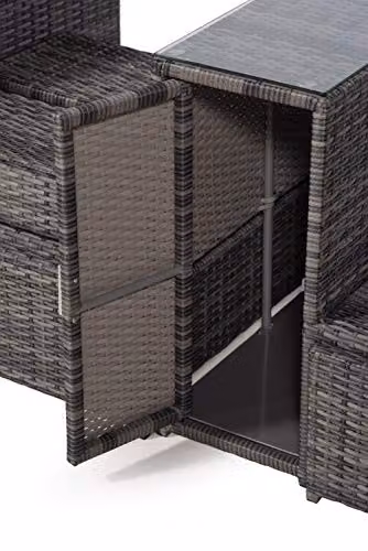 Giardino Nevada Double Reclining Rattan Sun Lounger Set with Canopy and Side Tray in Grey and Brown – 4