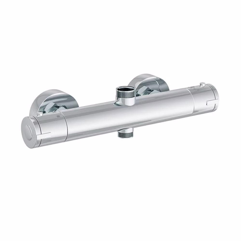 Nes Home Modern Chrome Round Exposed Thermostatic Shower Mixer Bar Valve in Silver – 2