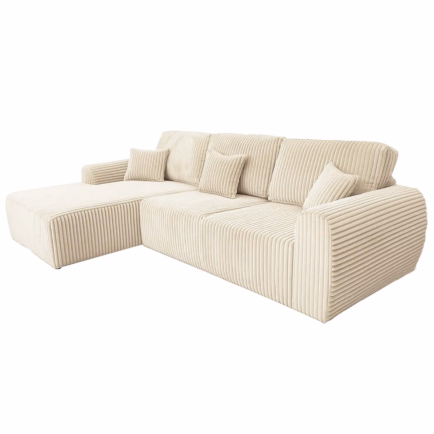 Furnishings For Less UK Vinci 4 Seater Left Hand Facing Corner Sofa in Ivory Chunky Cord Fabric – 3