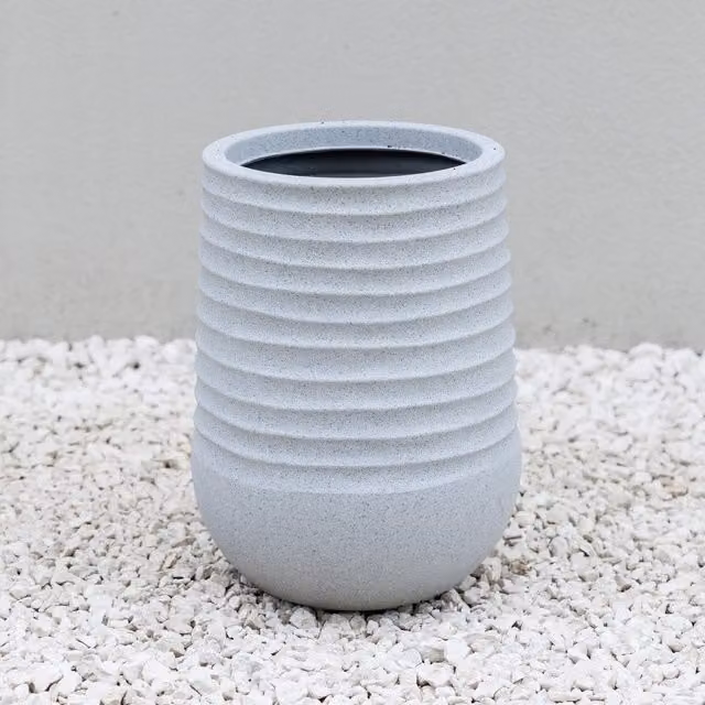 Primrose Tall Round Flower Planter Outdoor Patio Plant Pot in Beige and Yellow