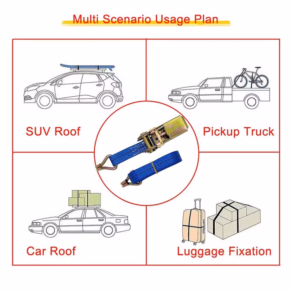 Hinsinc Heavy Duty Blue Ratchet Straps for Cargo and Trucks, Length: 10 m, Width: 50 mm – 4