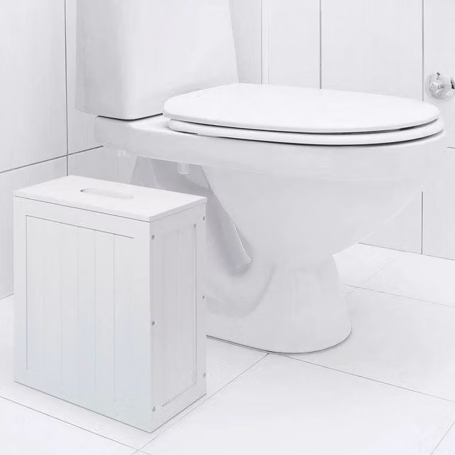 EONLION Freestanding Toilet Roll Paper Holder Storage Box in White, Height: 50 cm