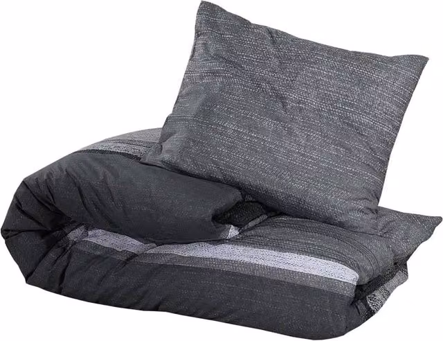 Berkfield Home Elegant Cotton Duvet Cover and Pillowcase Set in Grey, W/D/H: 240 x 220 cm and 60 x 70 cm