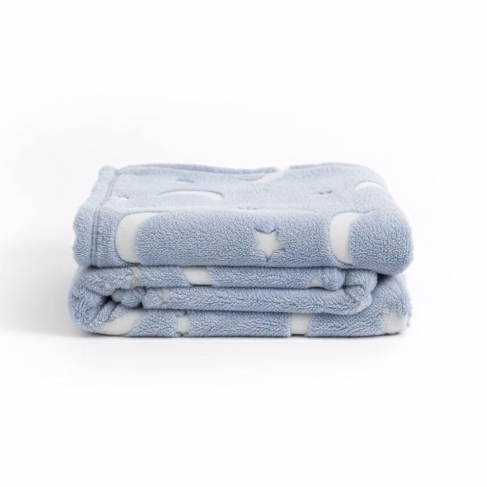 Snug City Glow in the Dark Moon Blanket Grey Fleece Galaxy Night Sky Throw for Children – 3
