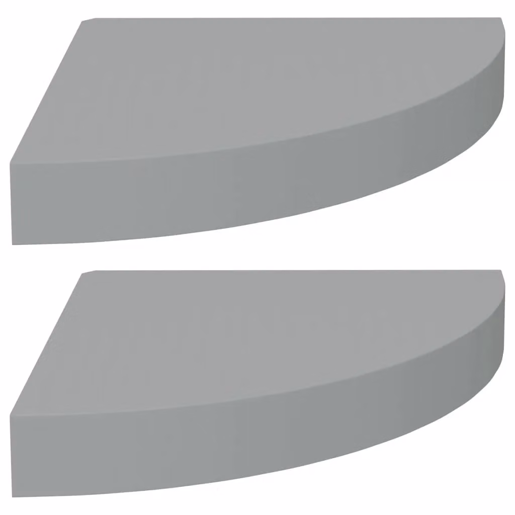 Berkfield Home Floating Corner Shelves, 2 Piece Grey MDF Wall Mounted Shelving, W/D/H: 25 x 25 x 3.8 cm – 2