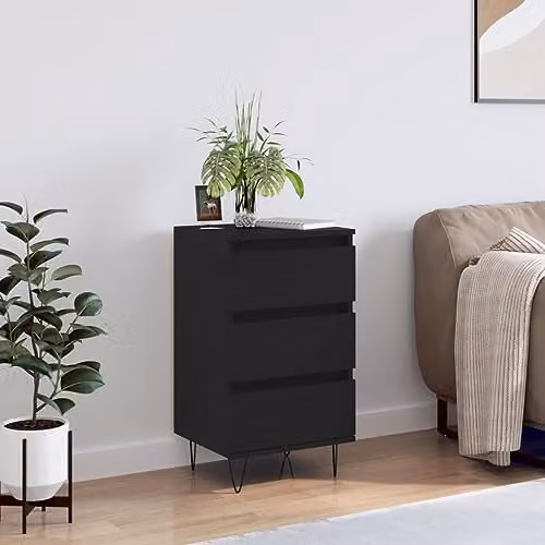 vidaXL Modern Black Matt Sideboard in MDF and Metal, W/D/H: 40 x 35 x 70 cm – 2