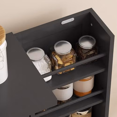 HOMCOM Black Modern Kitchen Pantry Cabinet with Hinged Double Doors and Internal Shelves, H: 104 cm, W: 60 cm, D: 30 cm – 6