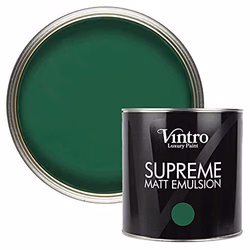 Vintro Luxury Matt Emulsion Multi Surface Paint in Dark Green Brooklands, 2.5L – 1