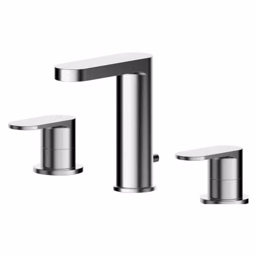 Balterley Chrome Basin Mixer Tap with Dual Lever Handles and Round Body, W/D/H: 23.5 x 14.7 x 16.0 cm