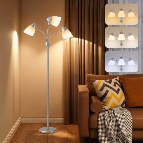 HOMCOM Silver Arc Tree Floor Lamp with Adjustable Light and Bulb Included, Height: 155 cm