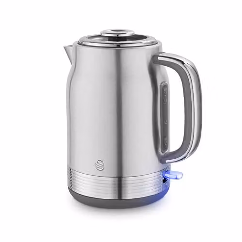 Swan SK19025SS Retro Jug Kettle in Stainless Steel, 1.7 l, 3 kW, with Removable Limescale Filter