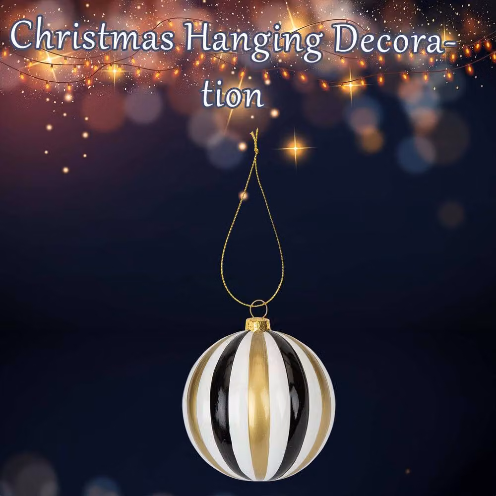 VFM e-Store Christmas Hanging Bauble Decoration in Gold, Black and White – 2