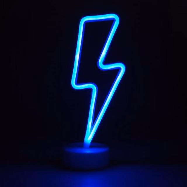 Simpa LED Novelty Neon Lightning Bolt Light in Blue and White
