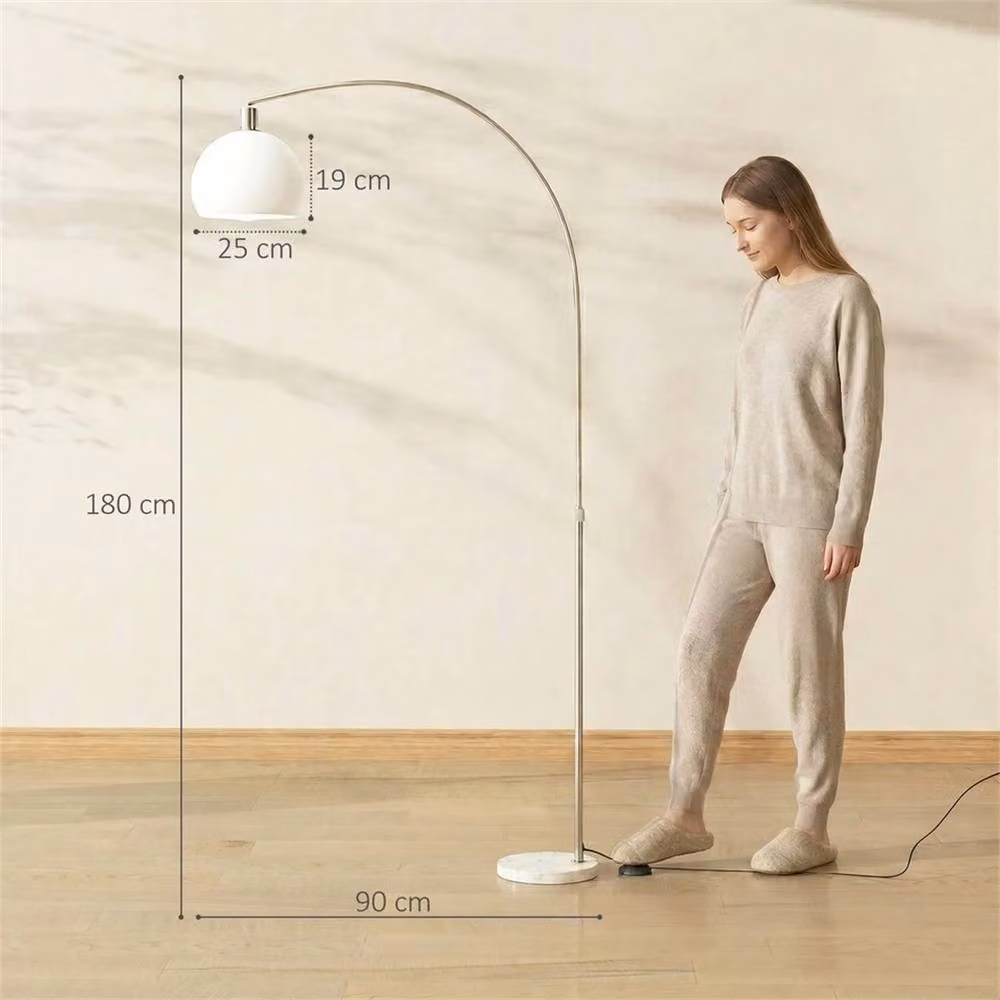 EONLION Modern White LED Floor Lamp with Round Glass Shade and Metal Base – 2