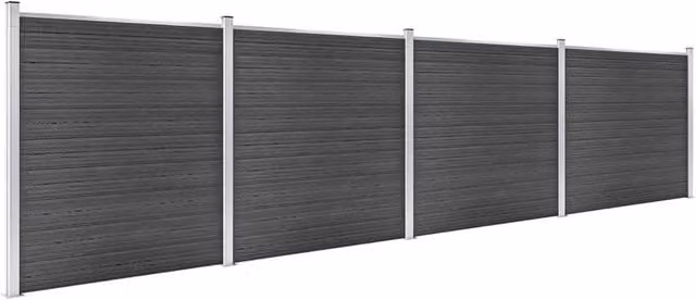 Berkfield Home WPC Fence Panel Set, Black, W: 699 cm, H: 186 cm