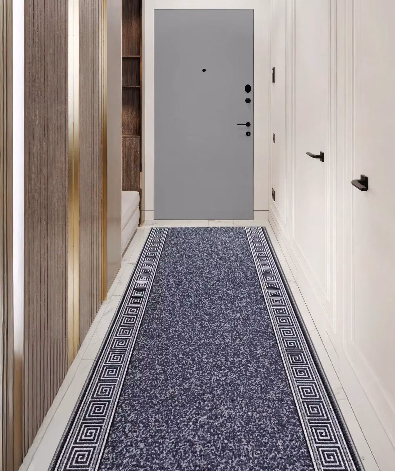 RugsX Anti-Slip Grey Grek Runner, W/D/H: 110 x 310 cm – 2