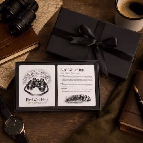 Purely Home Bird Watching Definitions Ceramic Coaster Gift Set in White and Black – 2