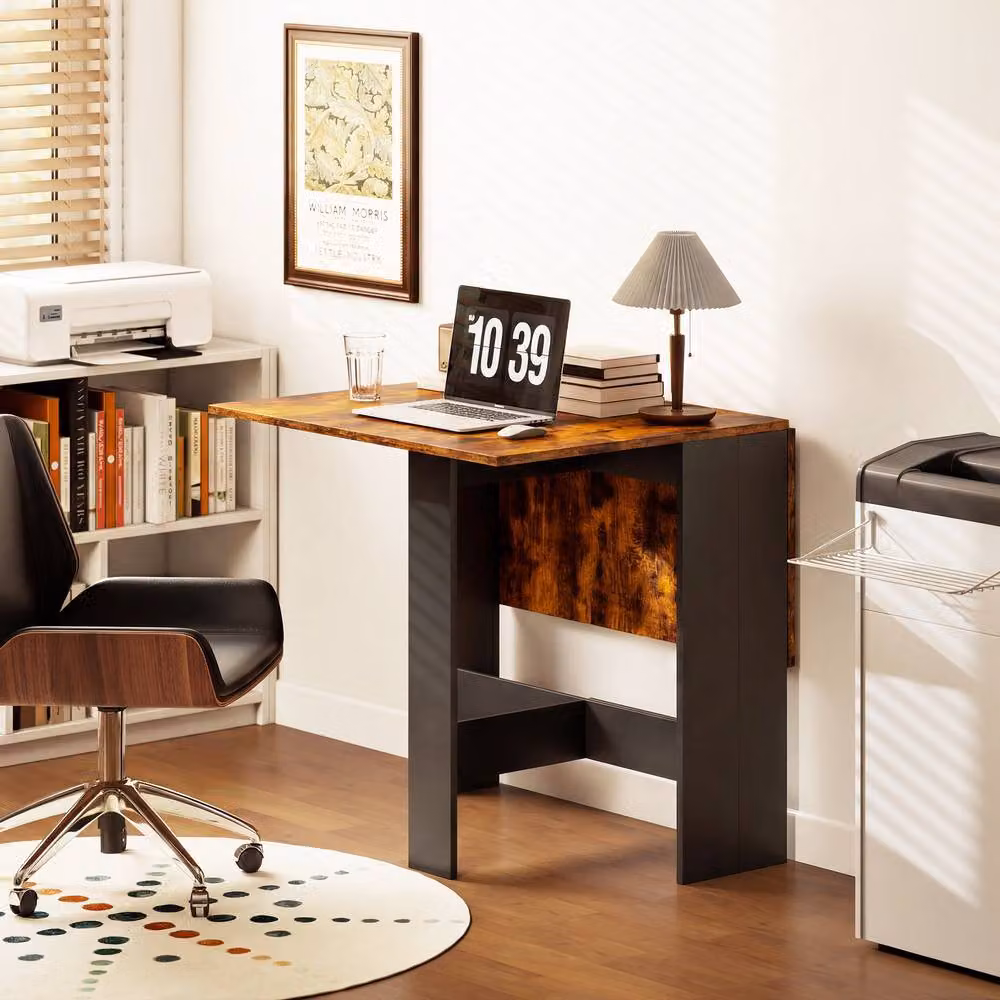 STILVORA Drop Leaf Dining Table in Dark Brown with Butterfly Leaf, W/D/H: 120 x 76 x 76 cm – 7