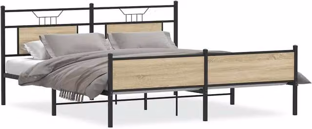 Berkfield Home Metal Bed Frame in Sonoma Oak Brown, W/D/H: 180 x 200 cm – 1