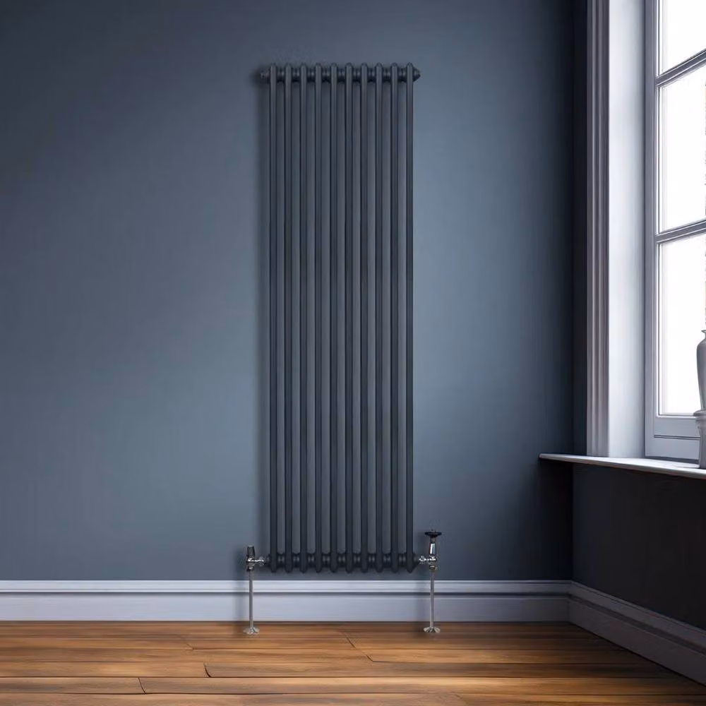Monstershop Traditional 2 Column Steel Radiator in Anthracite Grey, H: 180 cm, W: 47.2 cm, D: 7 cm – 4