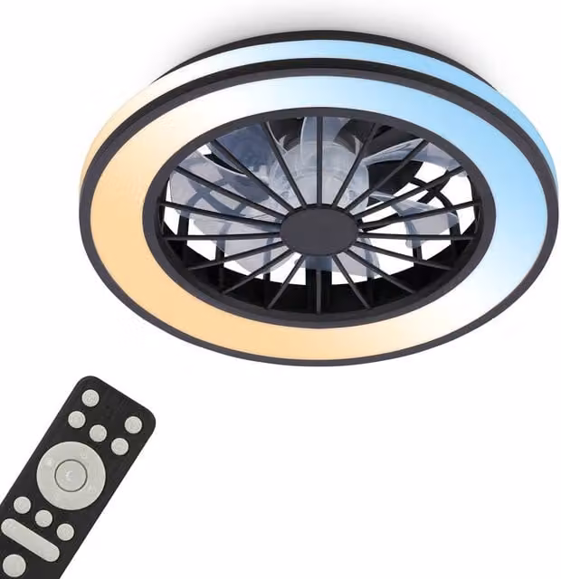 Briloner Black 24W CCT Dimmable LED Ceiling Light with Fan and Remote Control