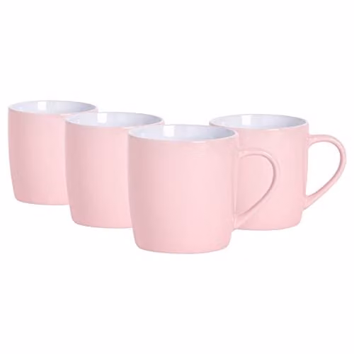 Argon Tableware Pink Stoneware Coffee Mugs, 350ml, Pack of 4 – 1