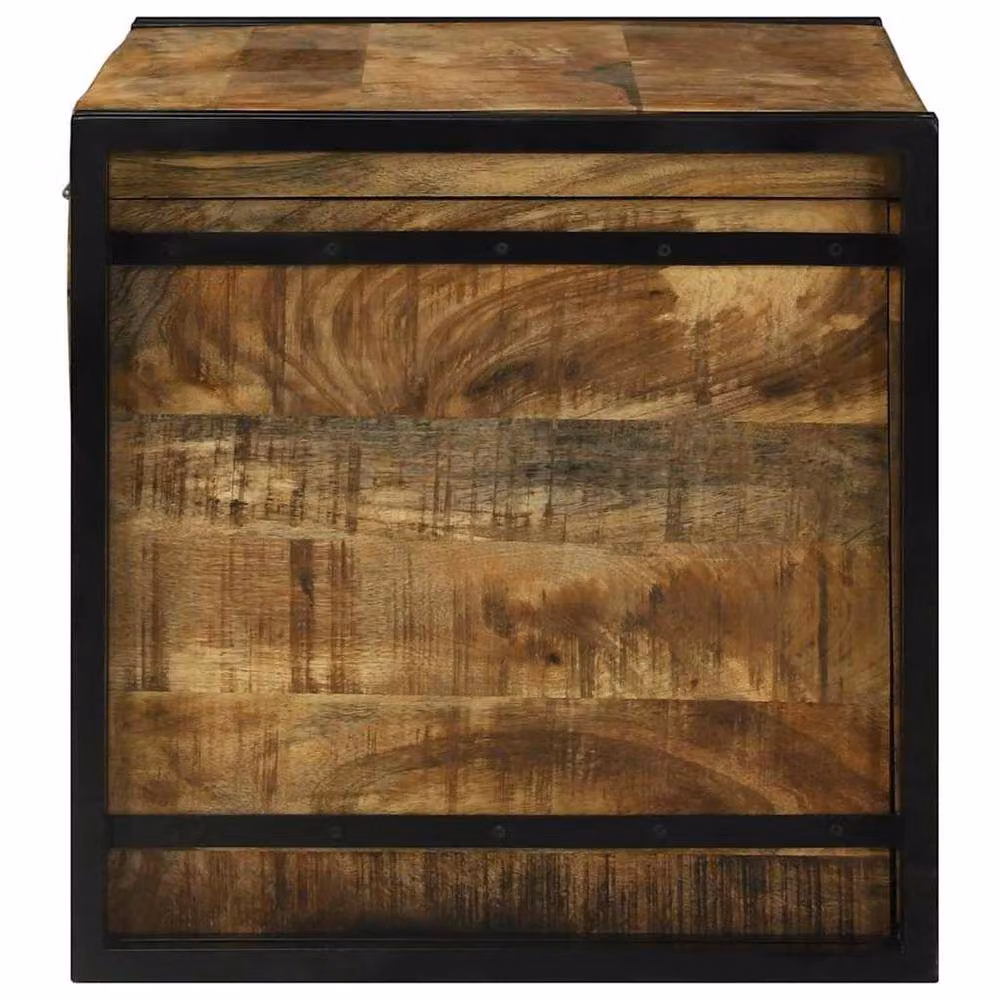 Berkfield Home Rustic Solid Mango Wood Storage Box in Brown, W/D/H: 80 x 50 x 50 cm – 4