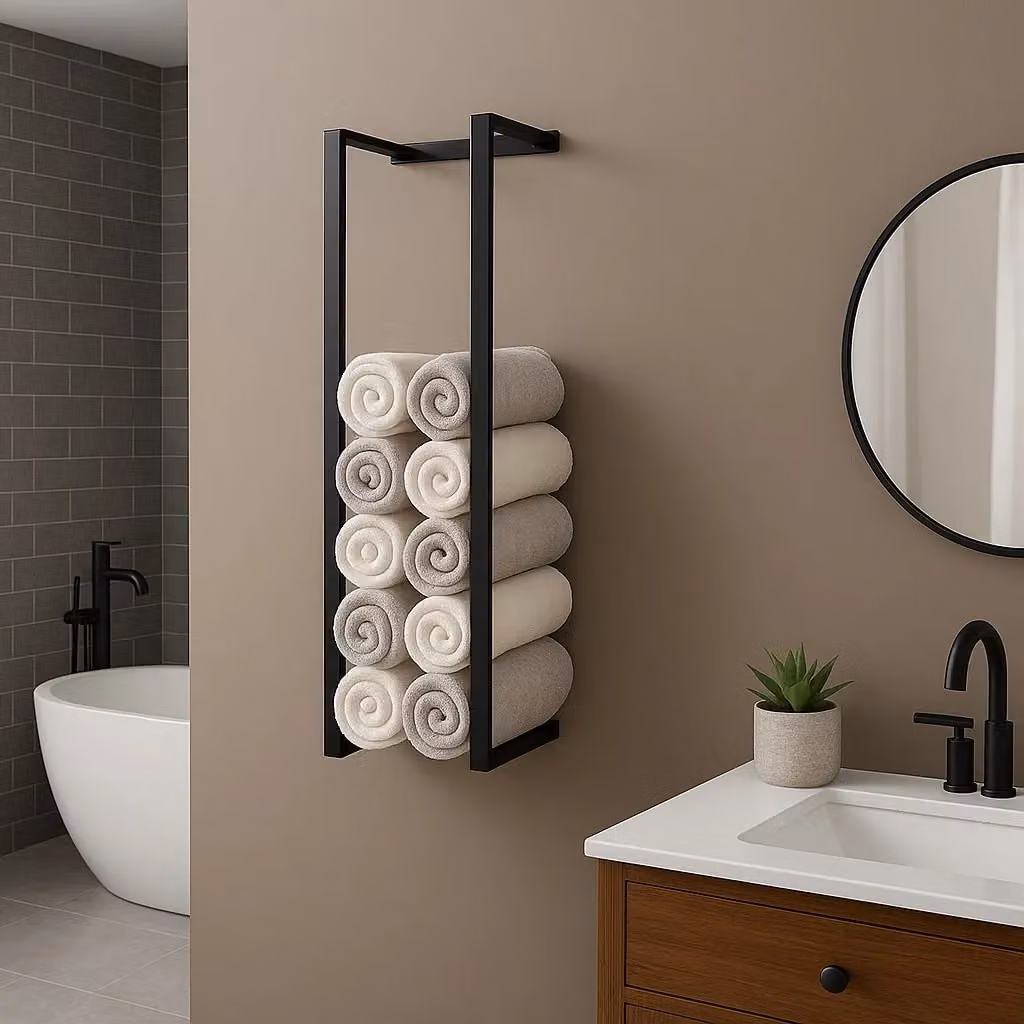 House of Home Wall Mounted Black Stainless Steel Double Bar Towel Rail, Width: 70 cm – 3