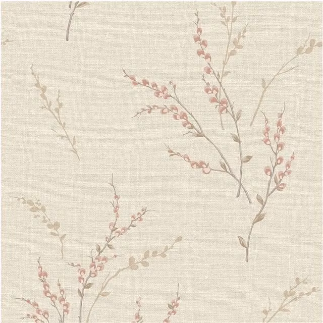 Belgravia Carmella Pink Floral Botanical Textured Vinyl Wallpaper