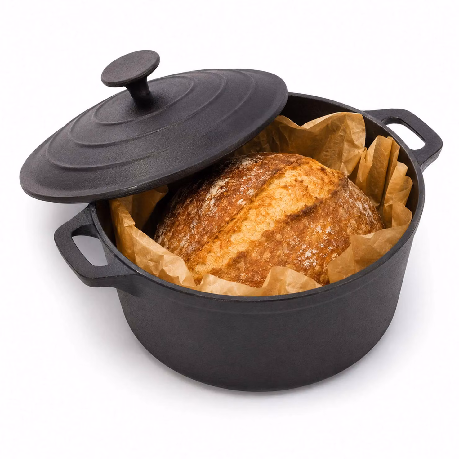 Oypla 4L Cast Iron Non Stick Casserole Dish with Lid, Black – 2