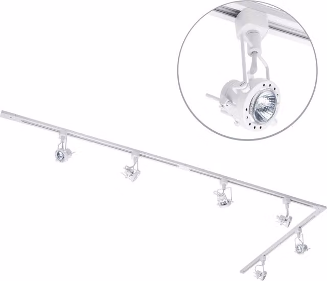 Litecraft L-Shape Track Light Kit with Greenwich LED Spotlight Heads, White