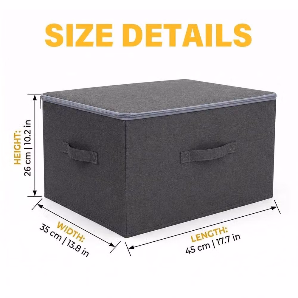 PAWNORA 3 Pack Foldable Fabric Storage Boxes in Grey – 1