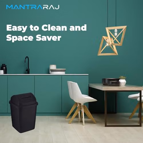 MantraRaj 5L Plastic Swing Top Bin in Black – 7