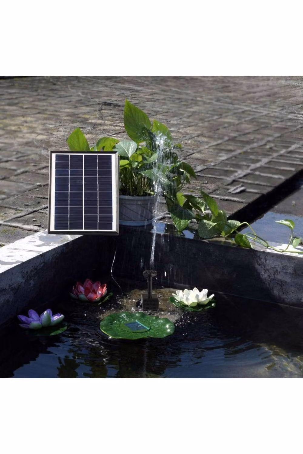 KDMD 5W Solar Powered Water Pump Fountain for 400L Garden Ponds in Black – 3