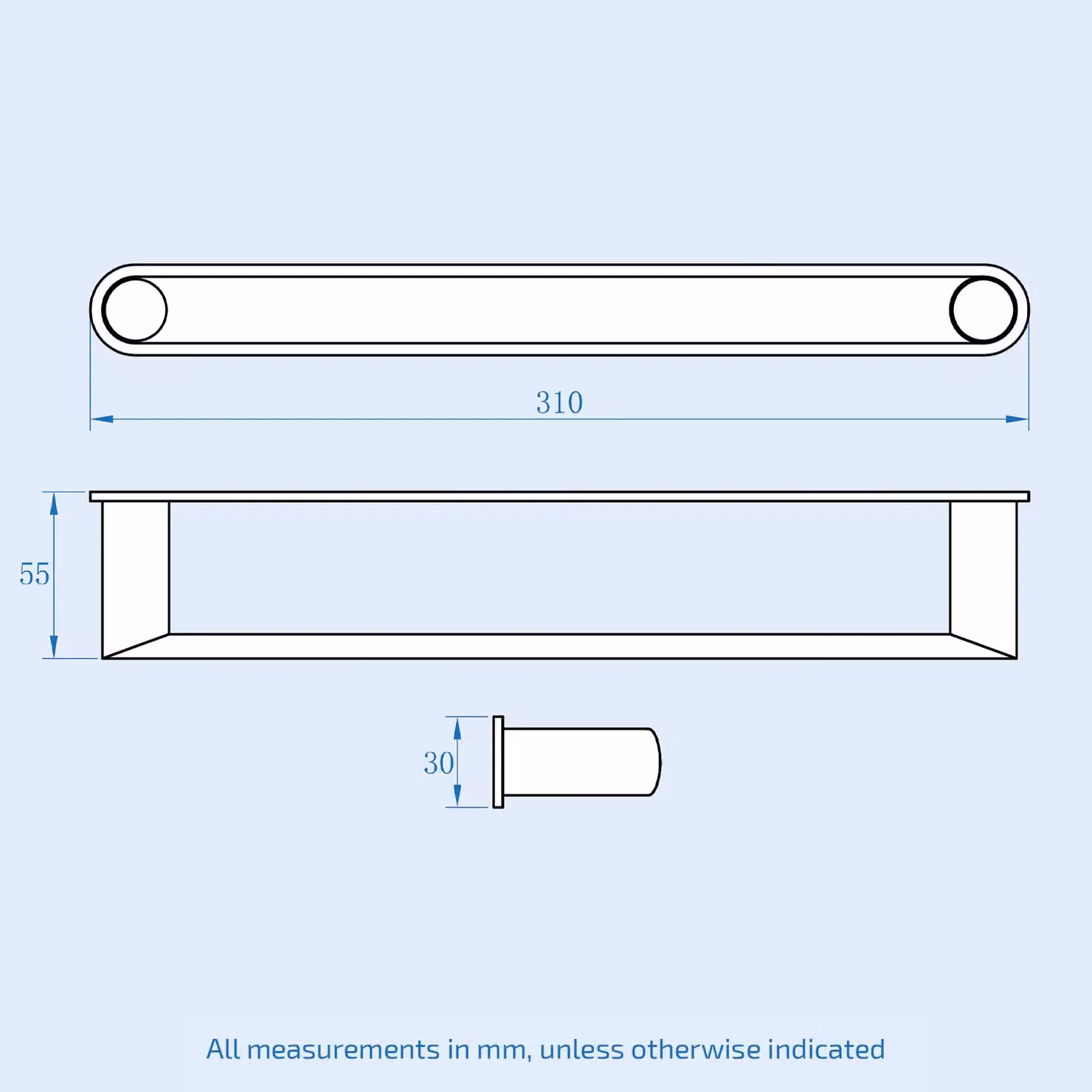 Nes Home Matte Black Modern Round Wall Mounted Towel Bar Rail Holder
