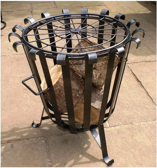 Poppyforge Black Steel Garden Brazier Fire Basket, W: 50.8 cm, D: 50.8 cm, H: 53.3 cm