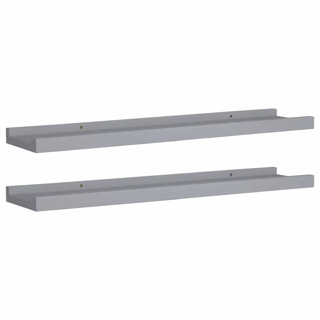 Berkfield Home Picture Frame Ledge Shelves, 2 Pack, Grey, W: 60 cm, D: 9 cm, H: 3 cm – 2