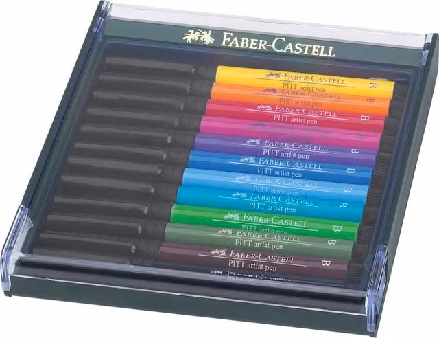 Faber-Castell PITT Artist Brush Pen Set of 12 Multicolour Ink Pens